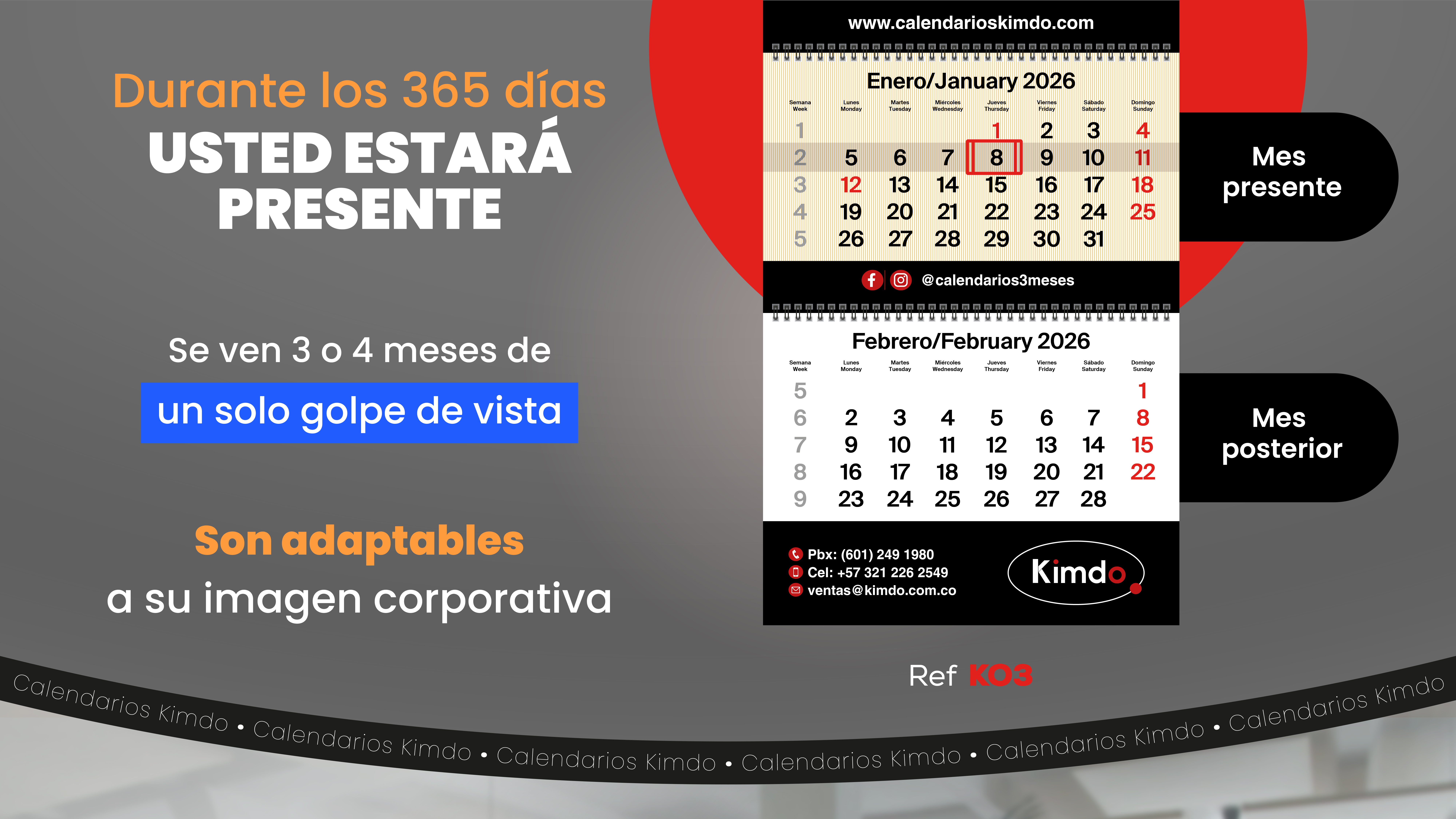 Kimdo - Calendarios de 3 Meses  CALENDARIOS DE PARED 